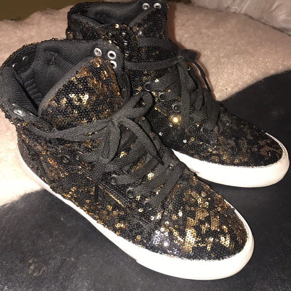 Supra black and gold sequin high tops - Picture 2 of 8